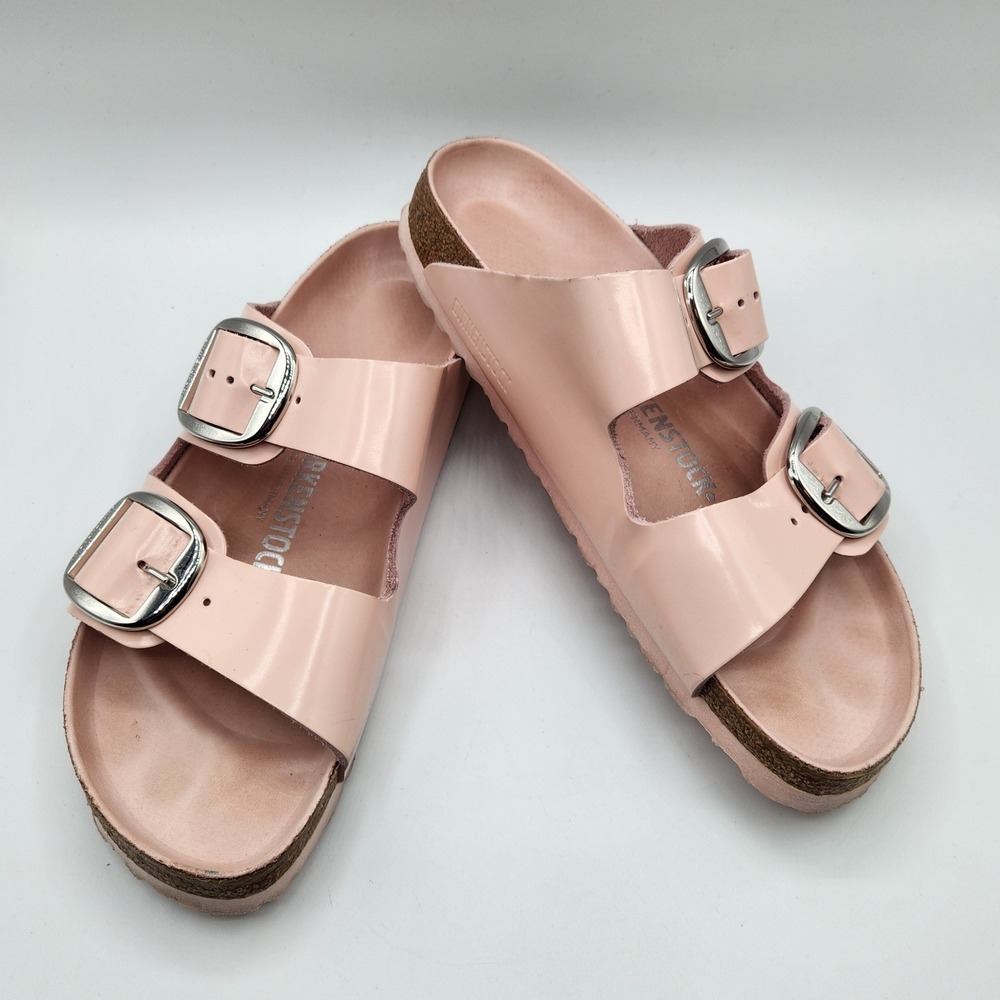 Birkenstock Arizona Big Buckle Light Pink Patent Leather Sandals Womens 40 L9 M7